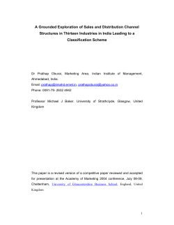 A Grounded Exploration of Sales and Distribution Channel