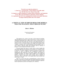 a critical view of driver behavior models