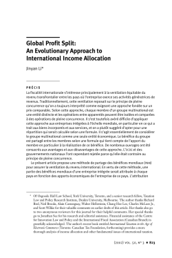 Global Profit Split: An Evolutionary Approach to International Income
