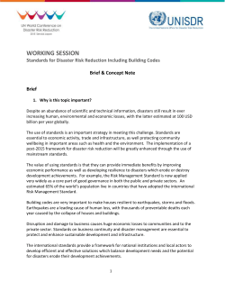 Standards for Disaster Risk Reduction Including Building Codes
