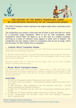 THE HISTORY OF THE WORLD TRANSPLANT GAMES