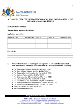 Application Form for the registration of an Independent School in the