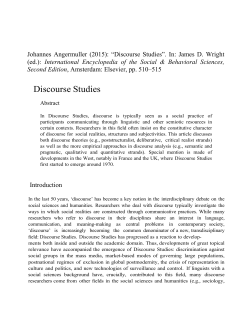 Discourse Studies - Johannes Angermuller
