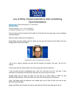 Jury at Minty inquest expected to start considering recommendations