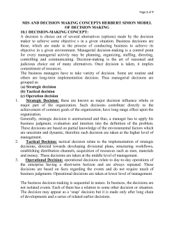 MIS AND DECISION MAKING CONCEPTS HERBERT SIMON