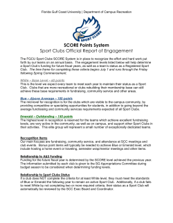 SCORE Points System Sport Clubs Official Report of Engagement
