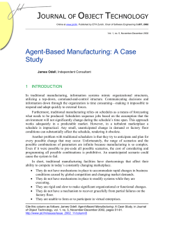 Agent-Based Manufacturing: A Case Study