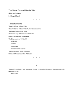 The World Order of Bahá`u`lláh Selected Letters by Shoghi Effendi