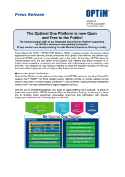 Press Release The Optimal One Platform is now Open and Free to