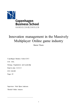 Innovation management in the Massively Multiplayer Online game