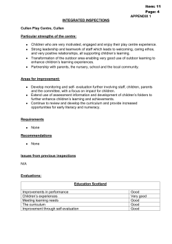 APPENDIX 1 INTEGRATED INSPECTIONS Cullen Play Centre