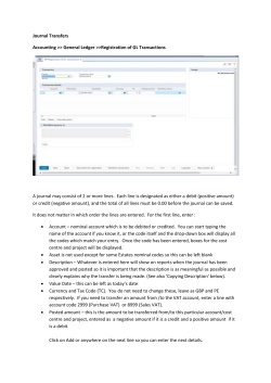 Journal Transfers Accounting >> General Ledger >>Registration of