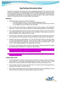 Bag Packing Information Sheet