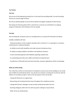 Tax Trainee The Firm We are one of the leading Accounting Firms in