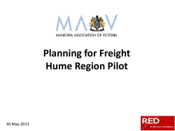 Asset 2013 - Planning for Freight Hume Region Pilot