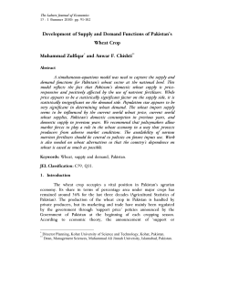 Development of Supply and Demand Functions of Pakistan`s Wheat