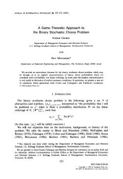 A Game-Theoretic Approach to the Binary Stochastic Choice Problem