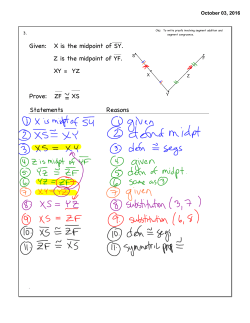 Given: X is the midpoint of SY. Z is the midpoint of YF. XY = YZ Prove