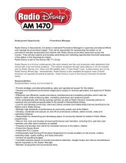 Employment Opportunity: Promotions Manager Radio Disney in