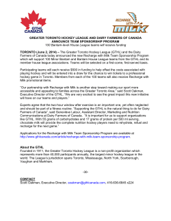 GREATER TORONTO HOCKEY LEAGUE AND DAIRY FARMERS