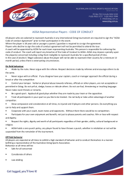 AOSA Representative Players - CODE OF CONDUCT