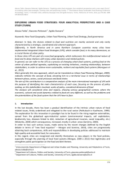 EXPLORING URBAN FOOD STRATEGIES: FOUR ANALYTICAL