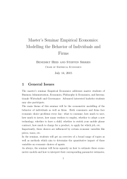 Master`s Seminar Empirical Economics: Modelling the Behavior of