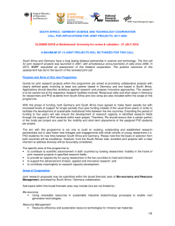 1/6 south africa / germany science and technology cooperation call