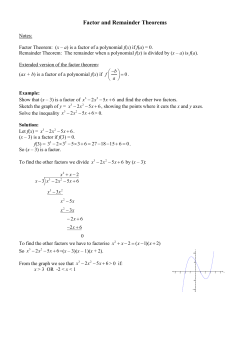 Factor and Remainder Theorems