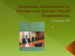 Corporate Governance in Private and Not-for *Profit