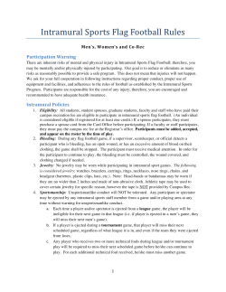 Intramural Sports Flag Football Rules