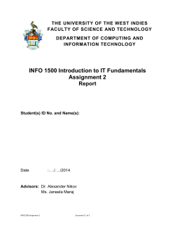 Assignment 2 - The University of the West Indies