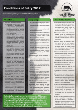 Conditions of Entry 2017 - New Zealand Dairy Industry Awards