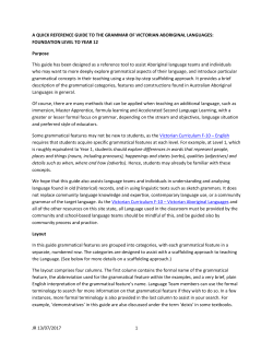 A quick reference guide to the grammar of Victorian Aboriginal