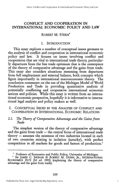 Conflict and Cooperation in International Economic Policy and Law