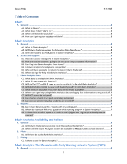 Edwin Analytics FAQs - Massachusetts Department of Elementary