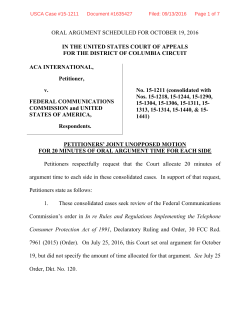 oral argument scheduled for october 19, 2016 in the