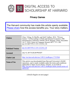 Privacy Games The Harvard community has made this article openly
