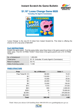 Instant Scratch-Its Game Bulletin $1.10* Loose Change Game 6020