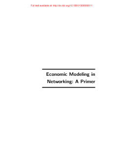 Economic Modeling in Networking: A Primer