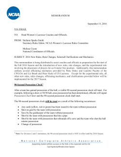 MEMORANDUM September 15, 2016 VIA EMAIL TO