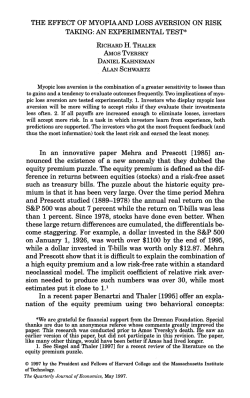 THE EFFECT OF MYOPIAAND LOSS AVERSION ON