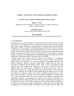 Cognitive Architectures, Game Playing, and Human Evolution