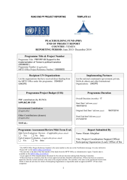 Annual REPORTING of the Joint Steering Committee on the
