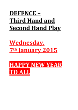 DEFENCE &ndash; Third Hand and Second Hand Play