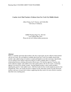 Coaches Aren`t Bad Teachers Evidence from