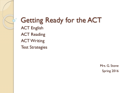 Getting Ready for the ACT