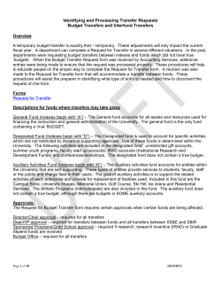 Budget and Funds Transfer Procedures