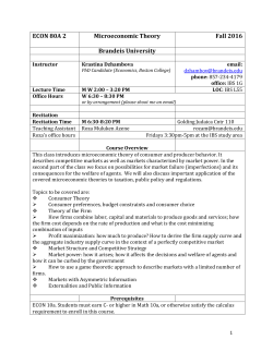 ECON 80A 2 Microeconomic Theory Fall 2016 Brandeis University