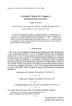 Complexity results for classes of quantificational formulas